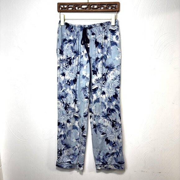 Flora Nikrooz Pajama Pants Floral Blue Flower Pull On Casual Lounge Relaxed S - Picture 1 of 4